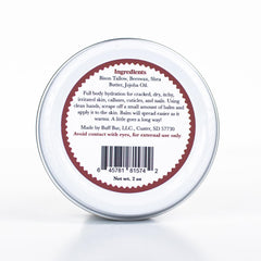 BUFF BAR ingredients close-up highlighting bison tallow and beeswax for nourishment.