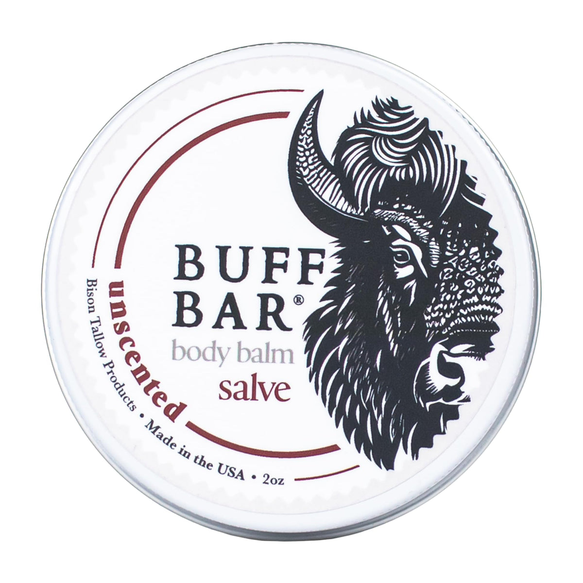 BUFF BAR unscented salve jar for full-body hydration and quick absorption.