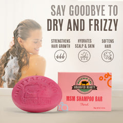 BUFFALO GAL MSM Shampoo Bar close-up shows natural ingredients and texture.