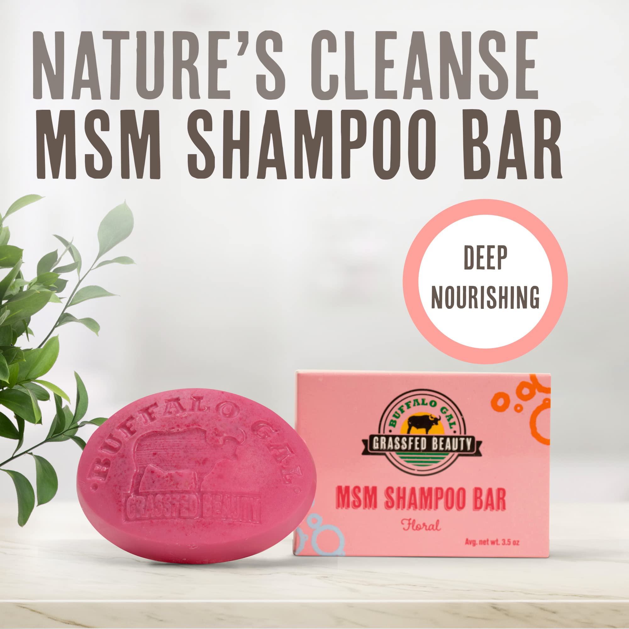 BUFFALO GAL MSM Shampoo Bar solid form ready for travel and storage.