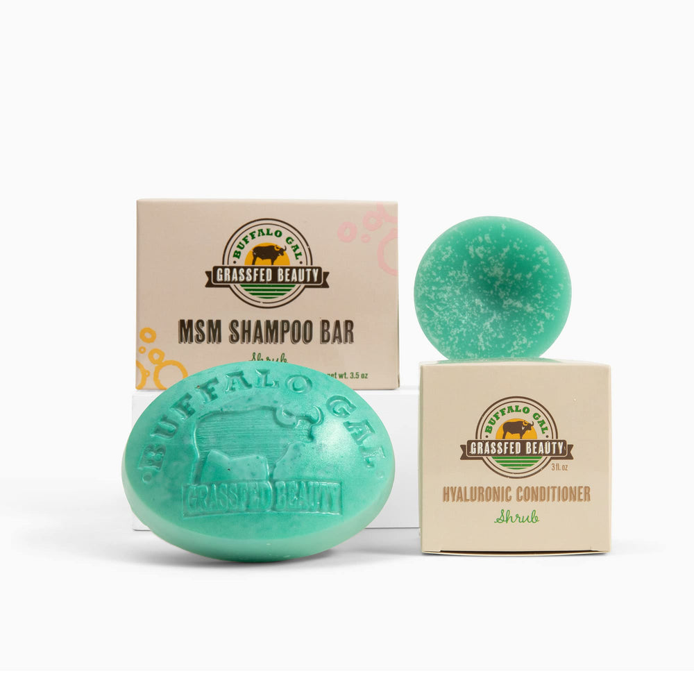 Buffalo Gal MSM and Tallow Shampoo Bar close-up for soft, manageable hair.