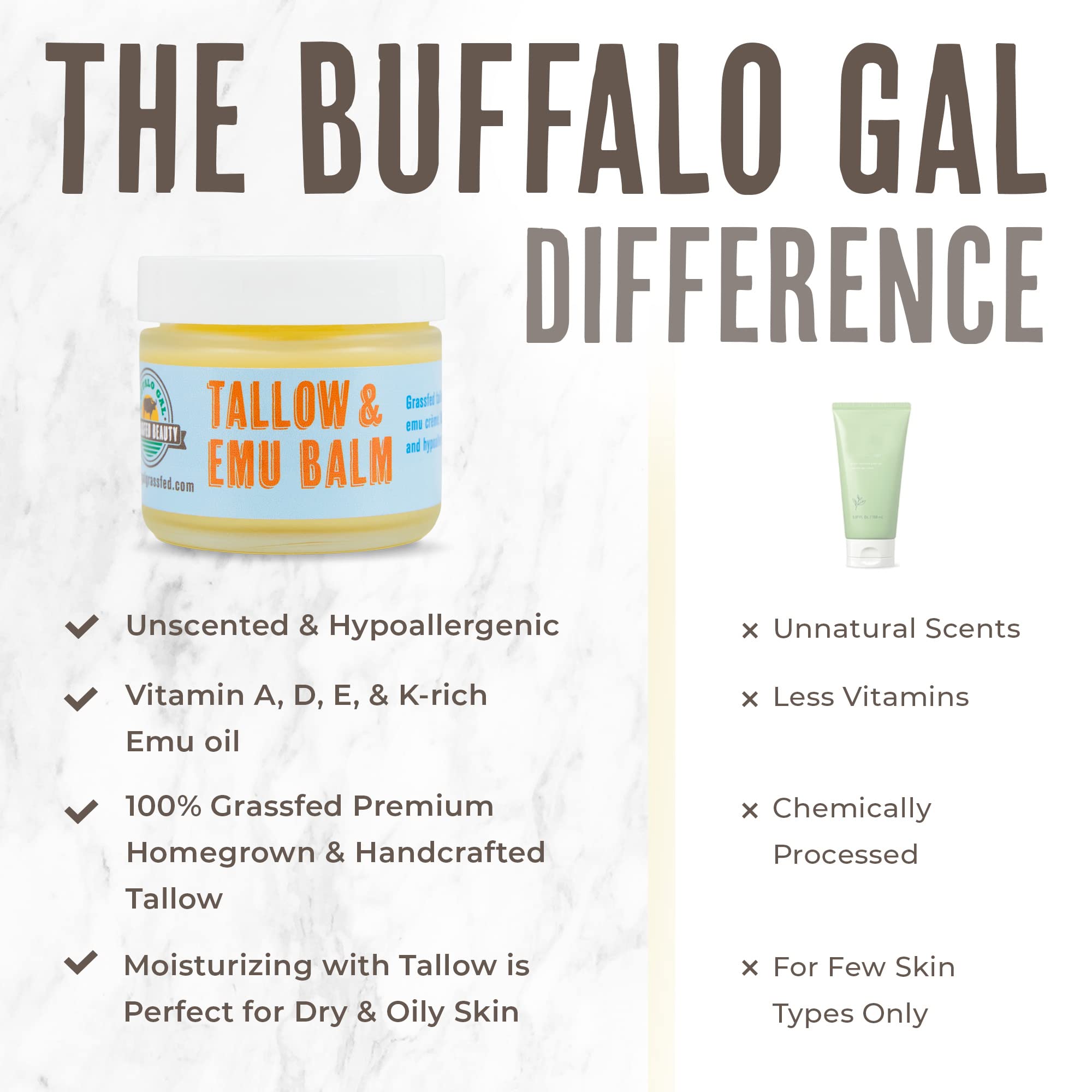 Buffalo Gal Tallow Emu Balm emollient massage closeup for soothing skin