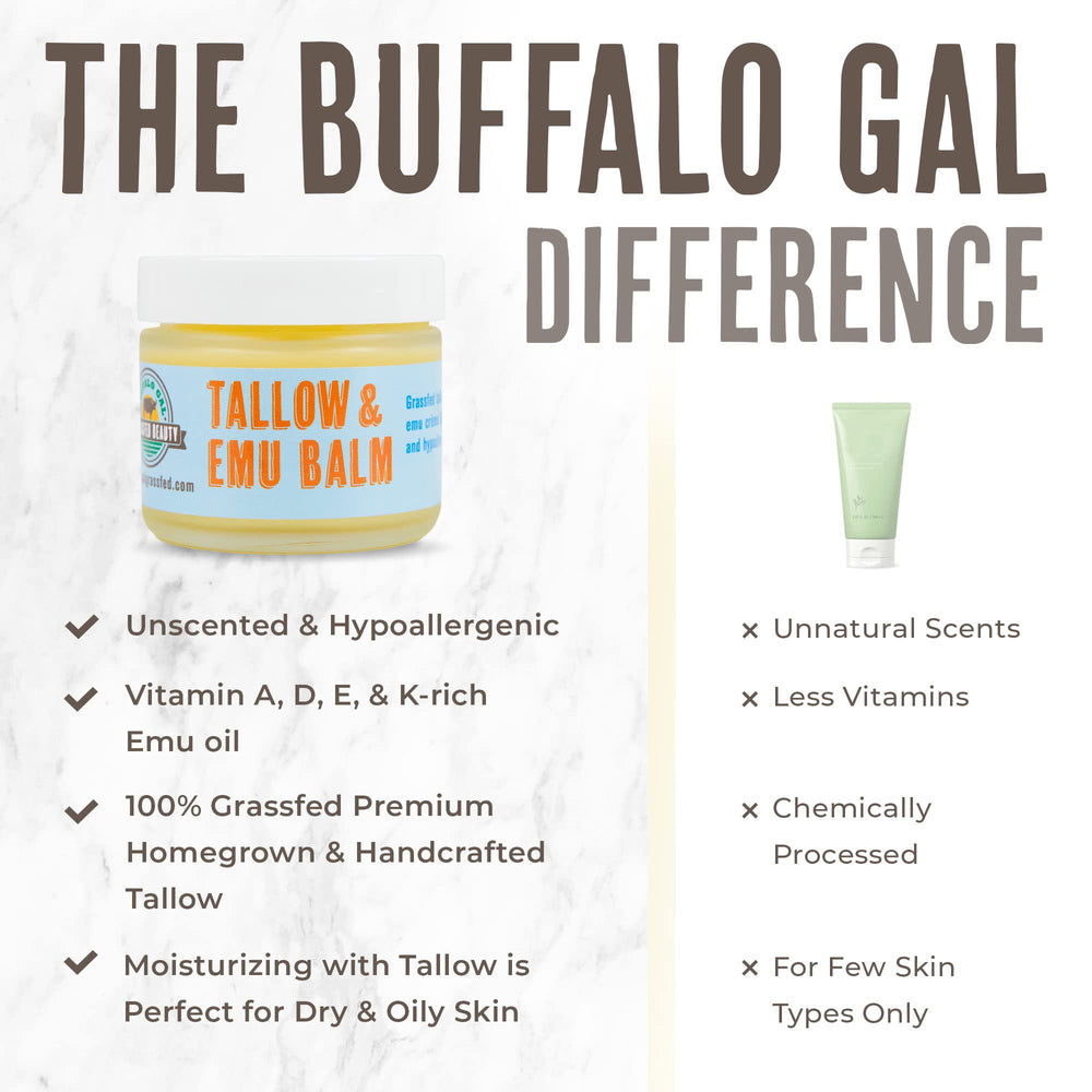 Buffalo Gal Tallow Emu Balm emollient massage closeup for soothing skin