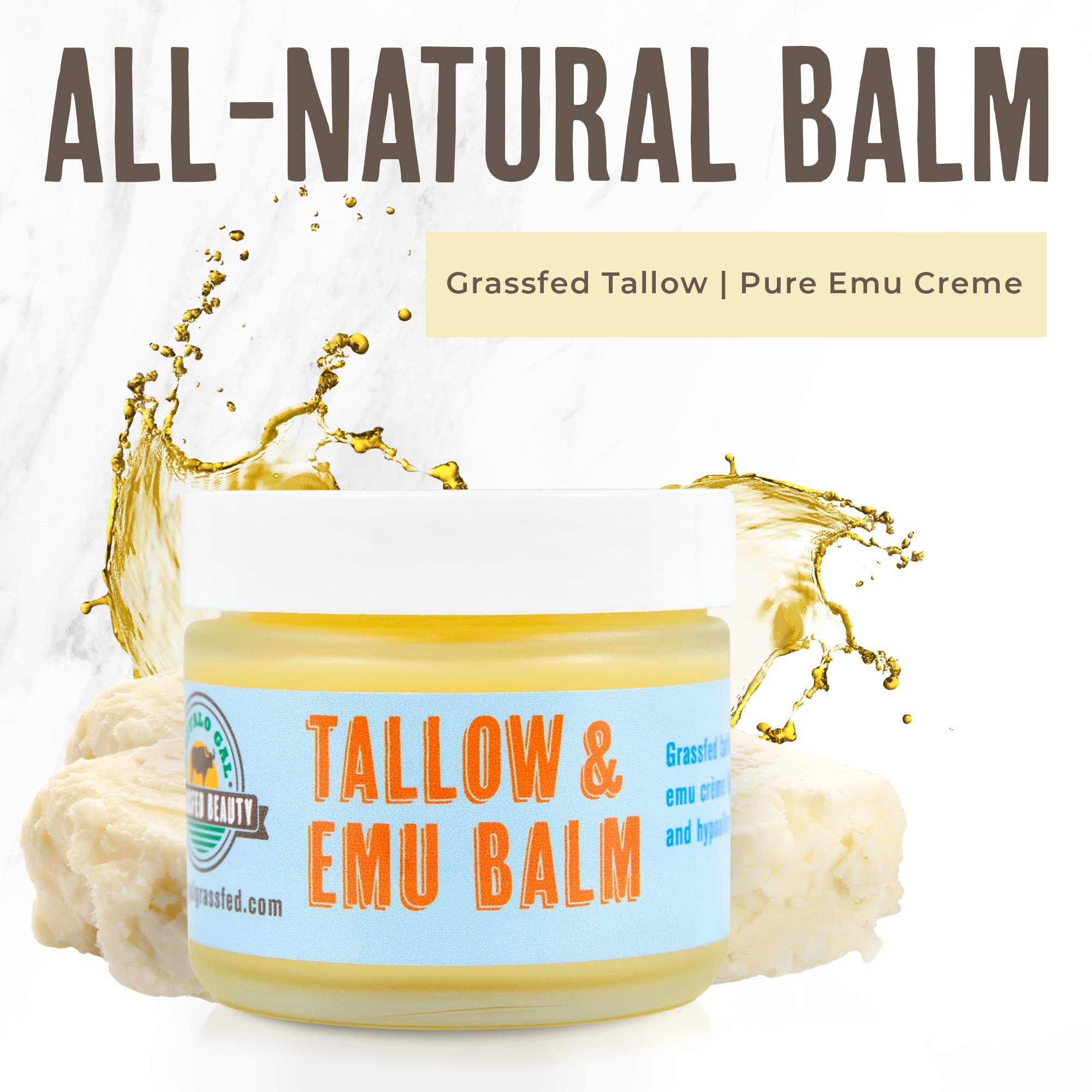 Buffalo Gal Tallow Emu Balm texture closeup creamy and emollient