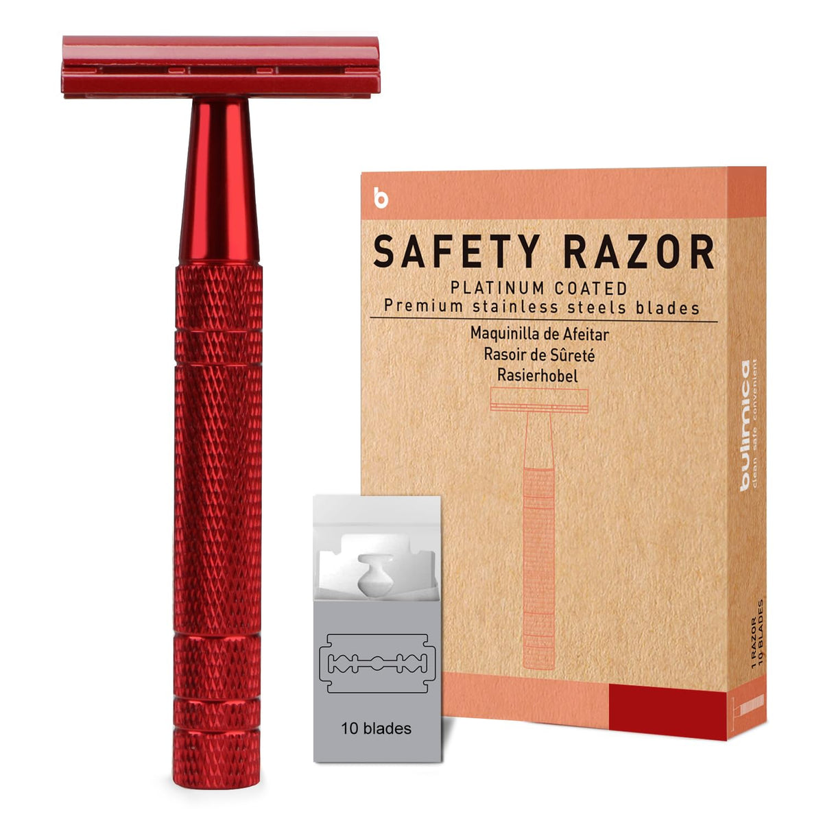 Bulimica safety razor with closed comb close-up for a smooth, irritation-free shave.