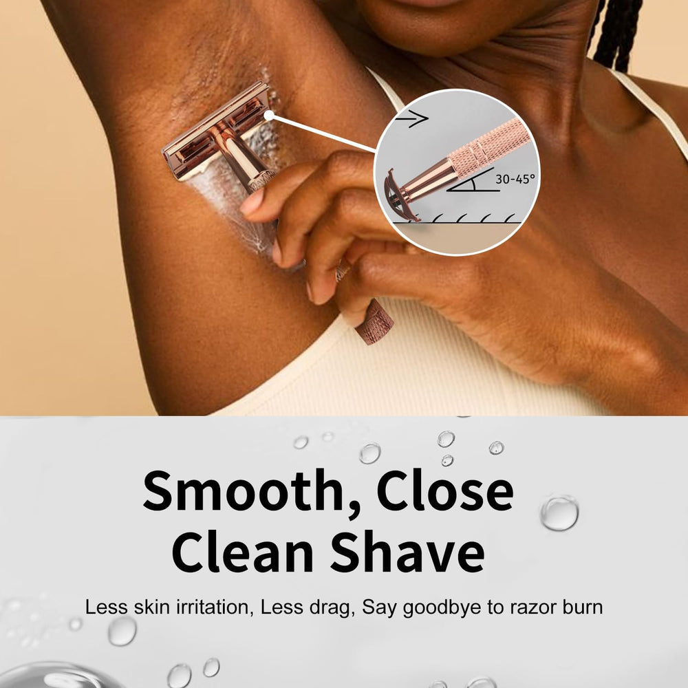 BULIMICA single-blade razor close-up shows gentle friction reduction for sensitive skin.