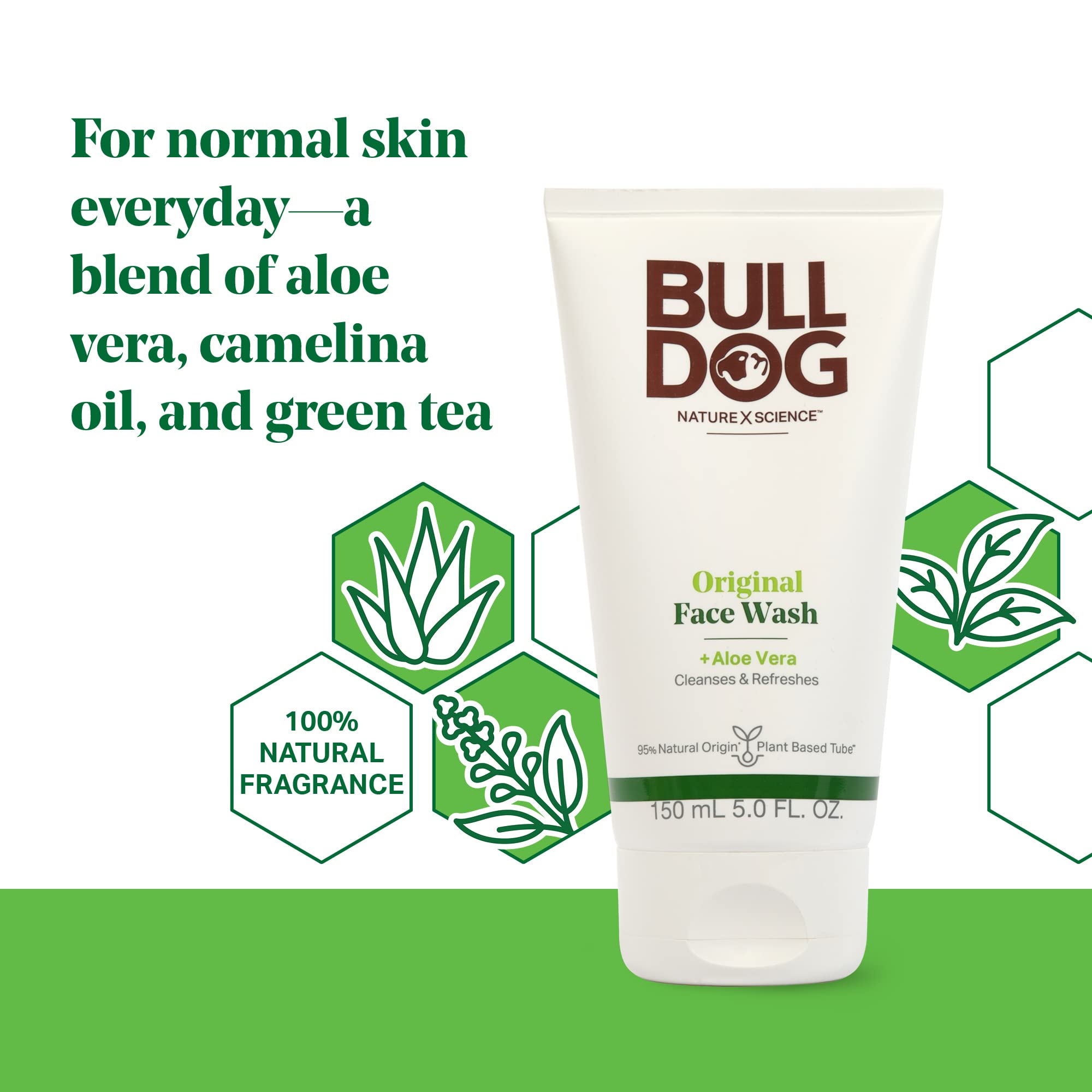 Bulldog Original Face Wash ingredients include aloe vera and green tea.