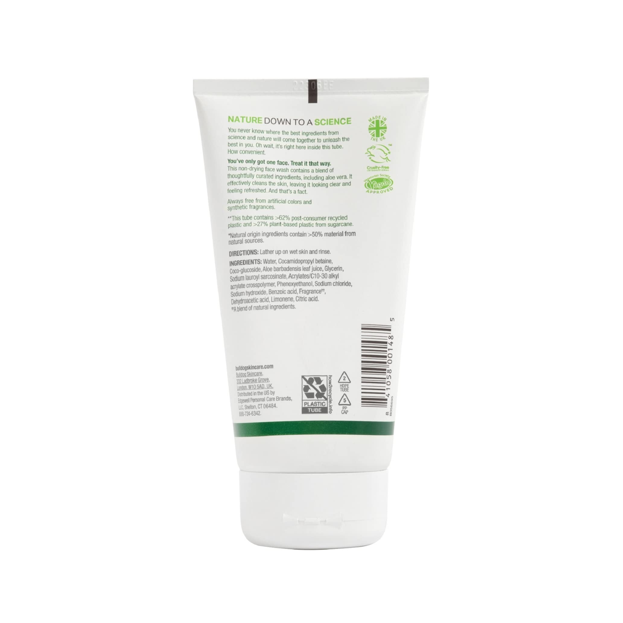 Bulldog Original Face Wash camelina oil nourishes skin during cleansing.