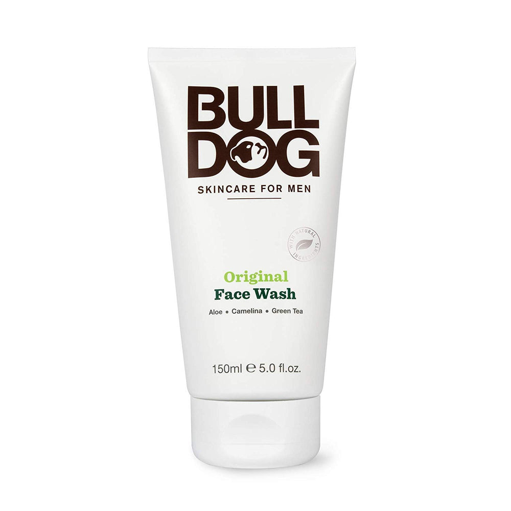 Bulldog Original Face Wash back label with vegan and cruelty-free details