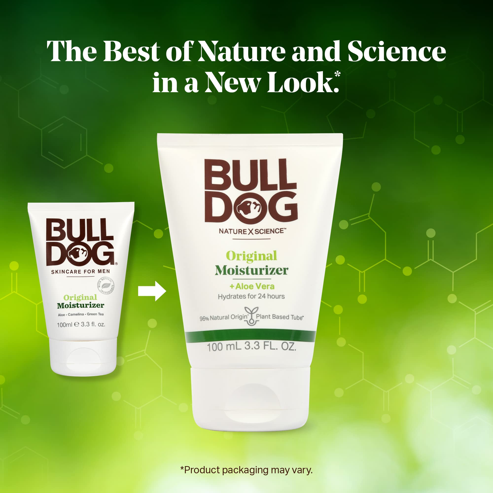 Bulldog Original Moisturizer ingredients with aloe, camelina oil, and green tea