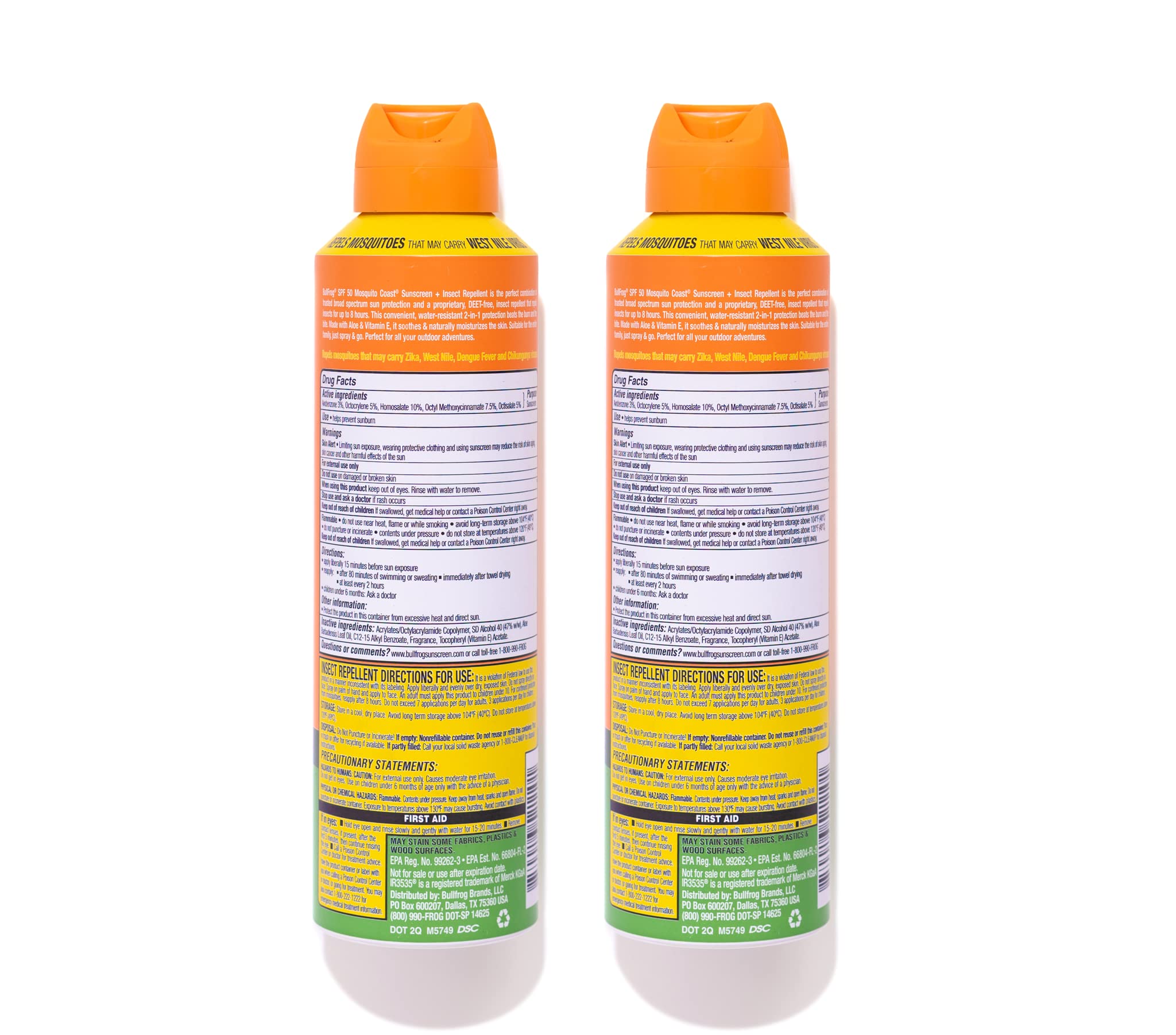 Bullfrog Mosquito Coast Sunscreen SPF50 spray demonstrating continuous application.