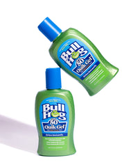 Bullfrog Quik Gel Sunscreen gel texture emphasizes non-greasy, quick-absorb feel.