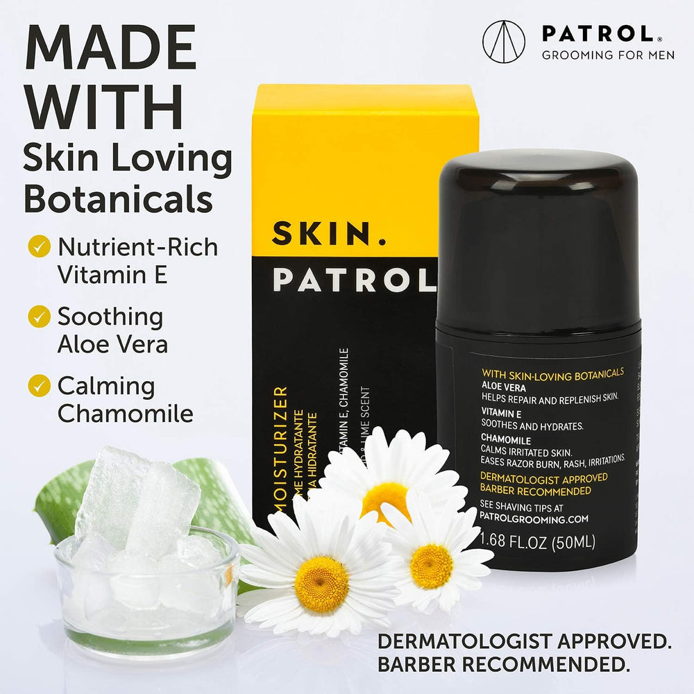 Ingredients display with Aloe Vera, Vitamin E, Chamomile for soothing skin