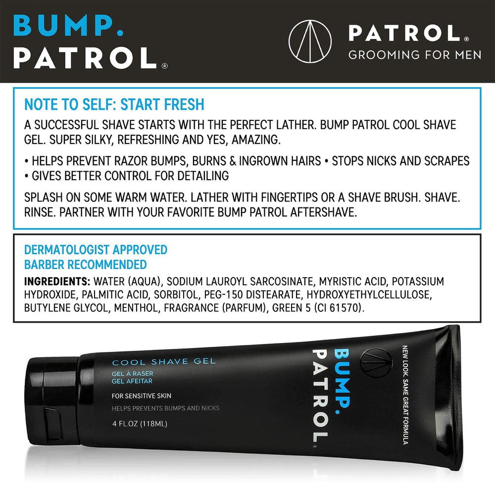 Bump Patrol Cool Shave Gel menthol cooling sensation provides refreshing comfort during shave.