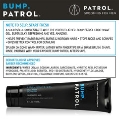 Bump Patrol Cool Shave Gel menthol cooling sensation provides refreshing comfort during shave.
