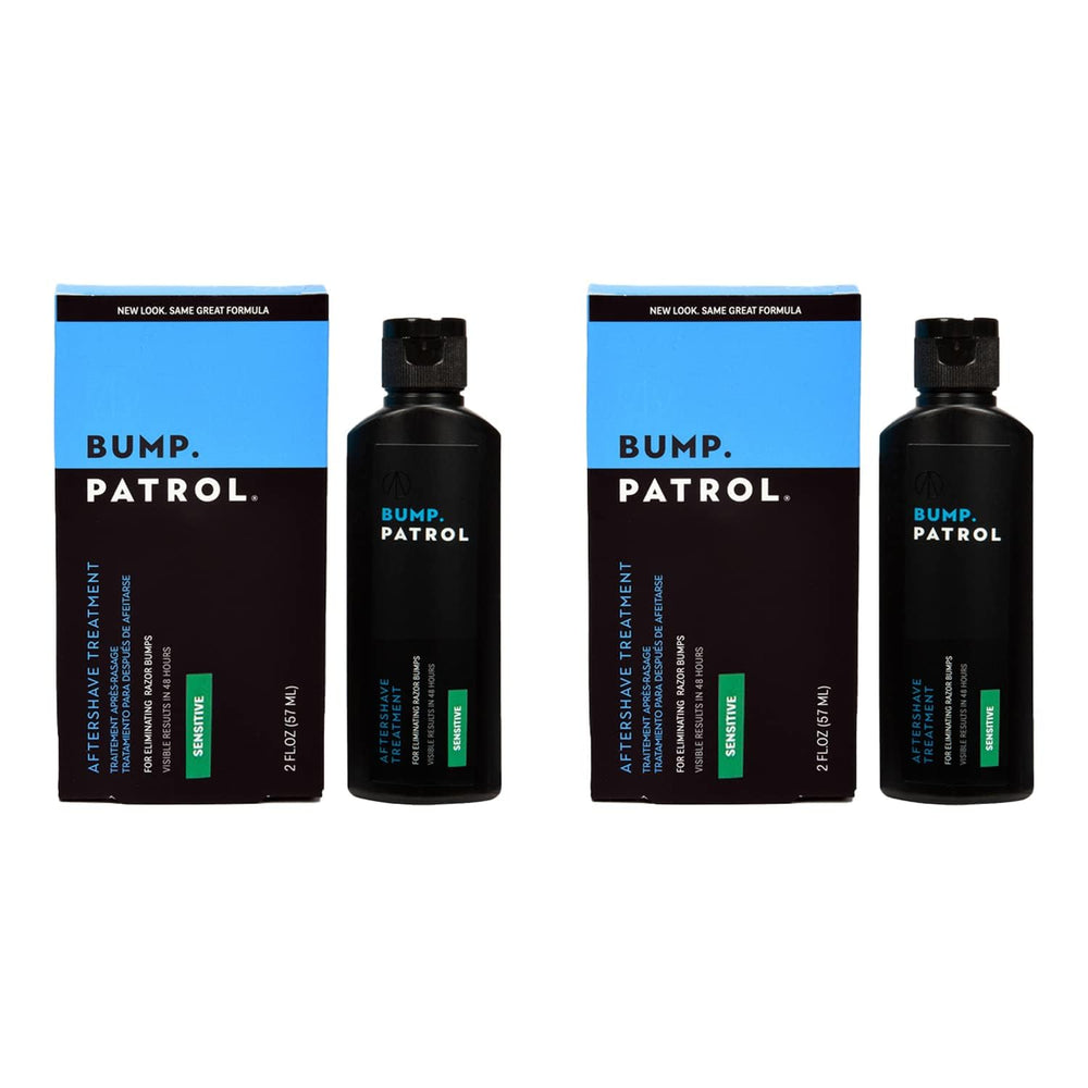 Bump Patrol Sensitive Strength bottle on bathroom shelf for irritated skin relief