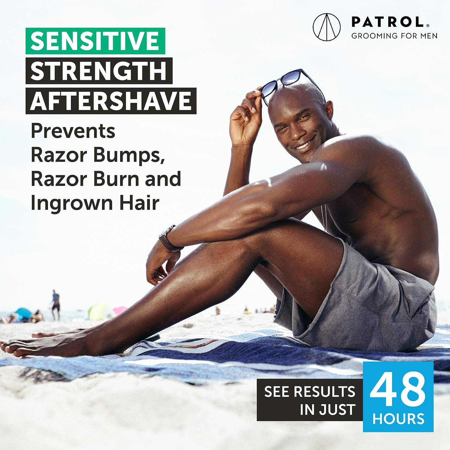 Bump Patrol Sensitive Strength packaging and box art highlighting all skin types suitability