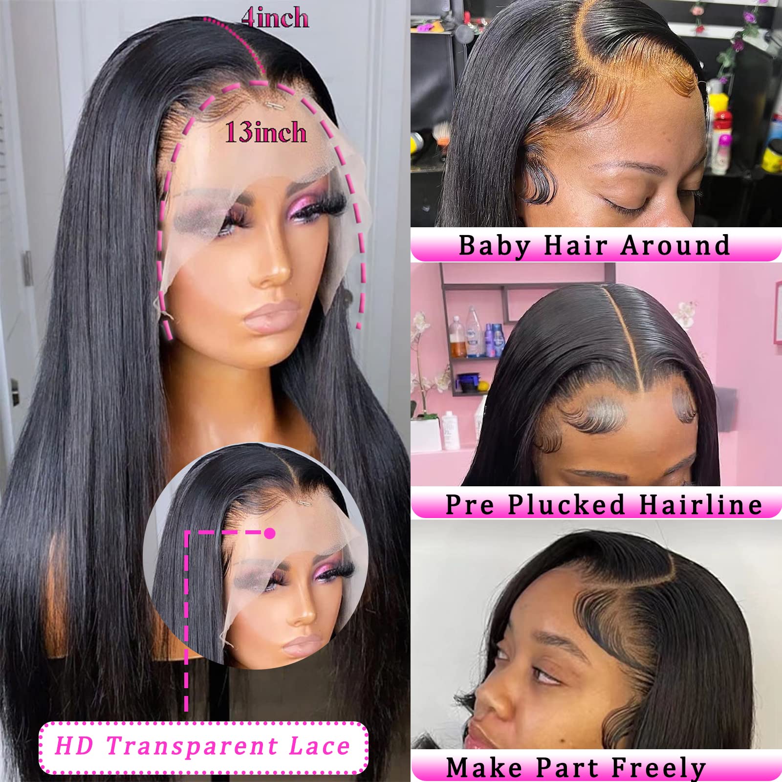 bunGiol 28-inch lace front wig on model demonstrates fullness and movement with natural shine
