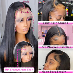 bunGiol 28-inch lace front wig on model demonstrates fullness and movement with natural shine