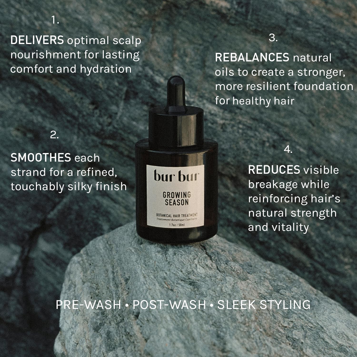 Bur Bur Growing Season oil hair shine closeup with smoother strands