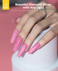 BURANO holographic glitter particles on nails for dazzling daytime shine.