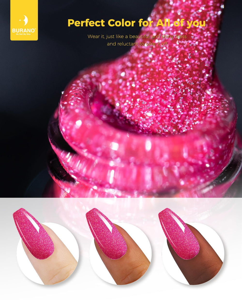BURANO Starter-friendly DIY manicure steps for at-home glitter art.