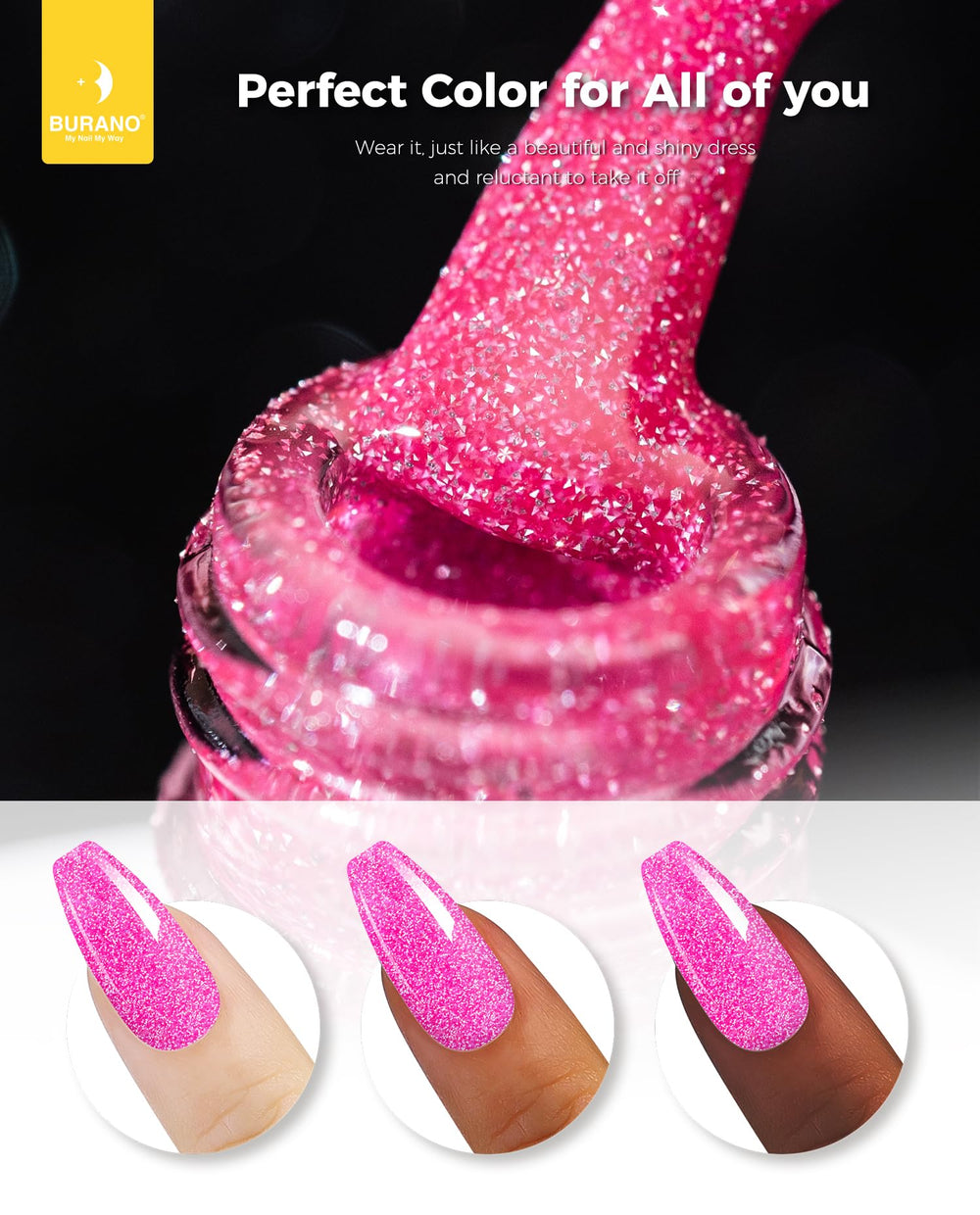 BURANO UV/LED compatible formula cures quickly for efficient sessions.