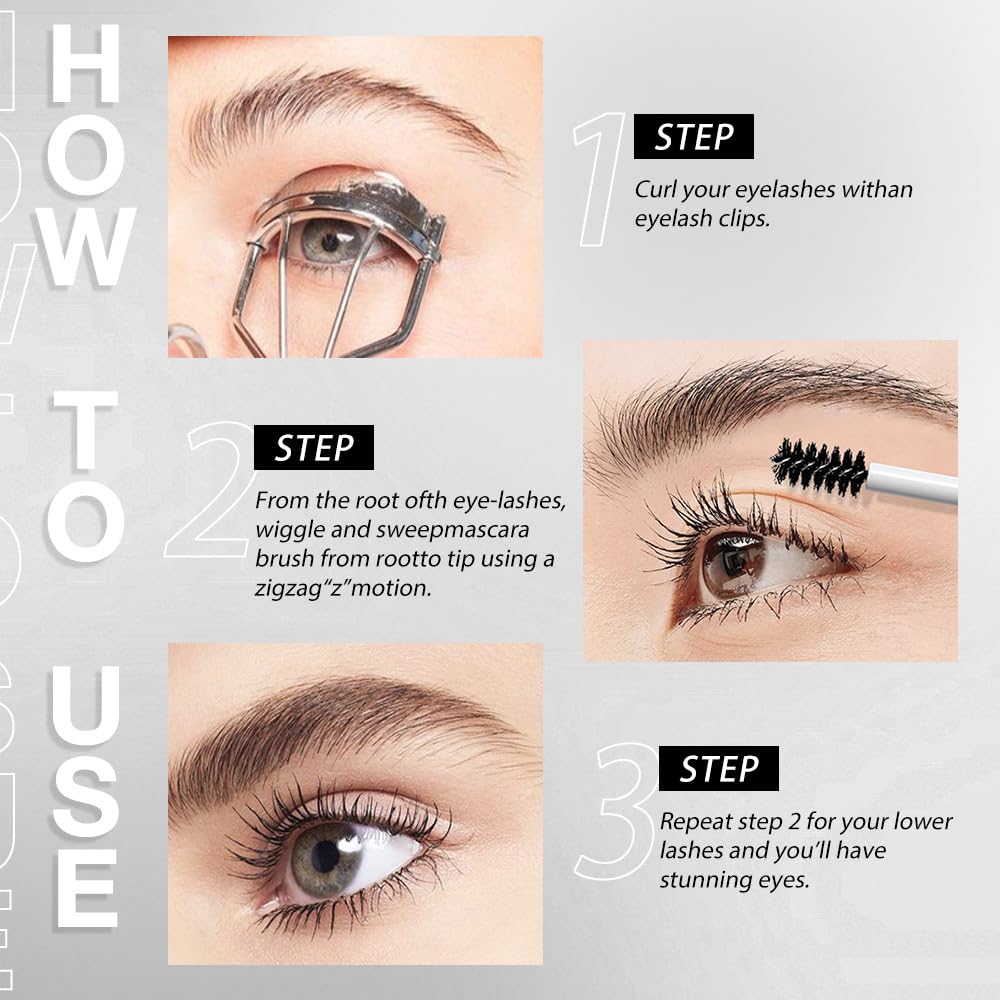 AMY'S DIARY Burgurdy mascara application demonstrates long-wearing, waterproof performance.