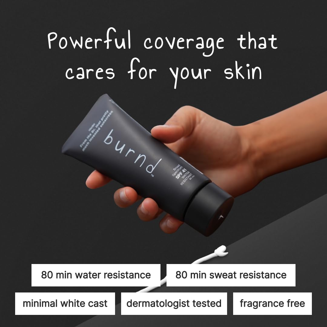 burnd SPF41 application texture demonstrates smooth non-greasy finish ideal for the face