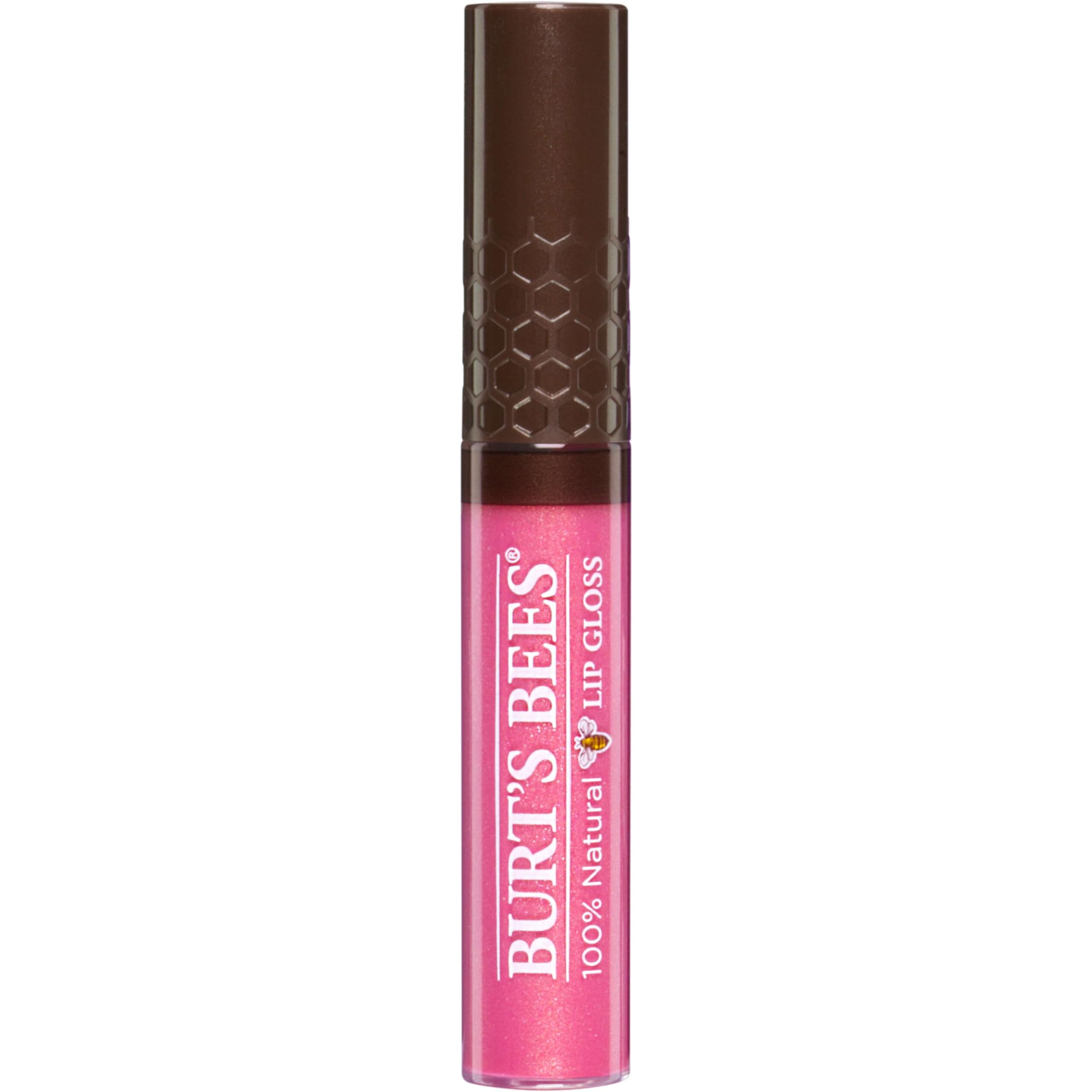 Burt's Bees 100% natural lip gloss packaging highlights clean beauty.