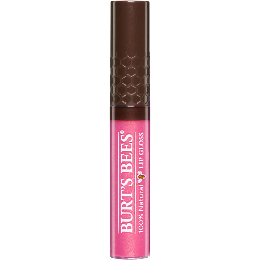 Burt's Bees 100% natural lip gloss packaging highlights clean beauty.
