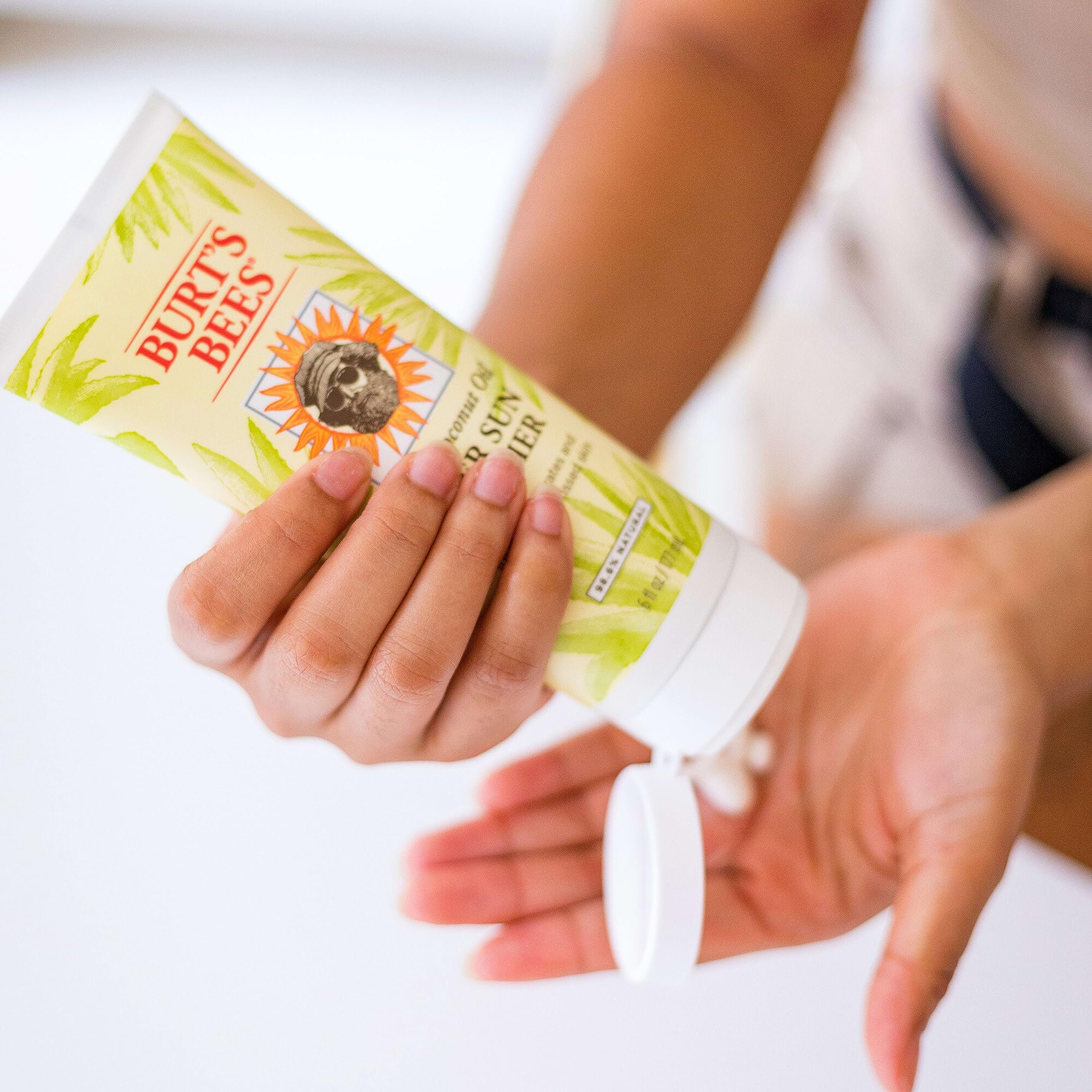 Burt's Bees After Sun Lotion texture shows fast-absorbing hydration