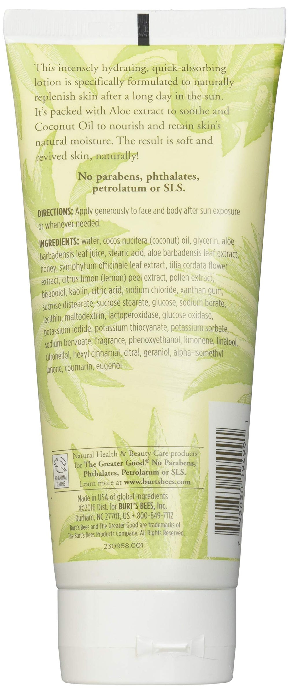 Burt's Bees Aloe Coconut Oil Soother tube highlighting hydration after sun.