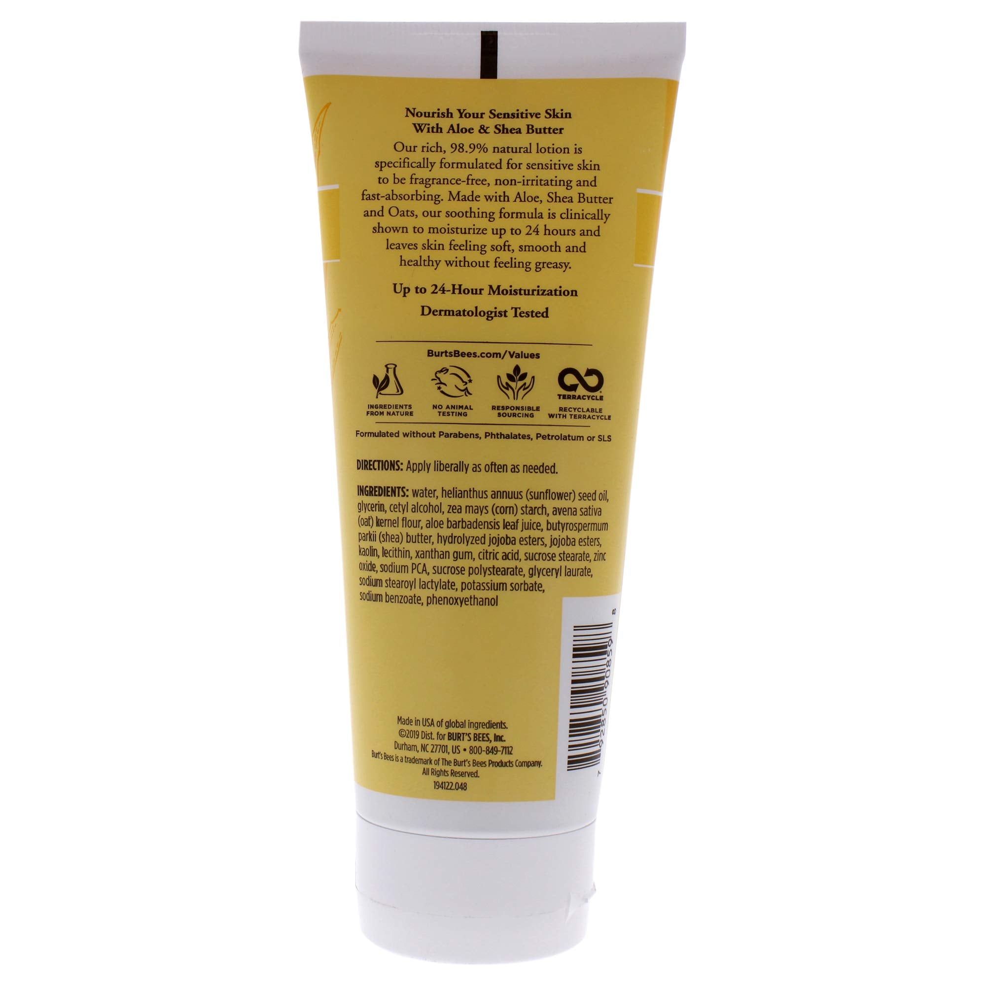 Burt's Bees Aloe Shea Butter body lotion 3-pack image showing convenient kit for sensitive skin care
