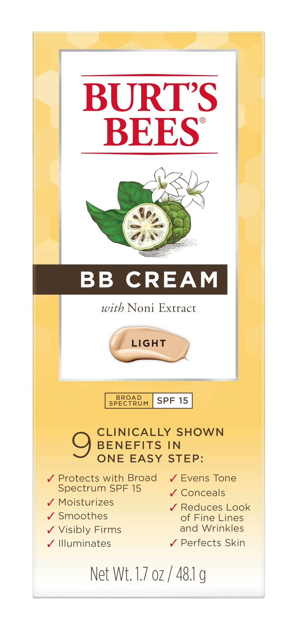 Burt's Bees BB Cream application close-up demonstrates smooth, even skin tone.