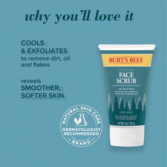 Burt's Bees Cooling Face Scrub aloe hemp essence label detail suggesting soothing prep.