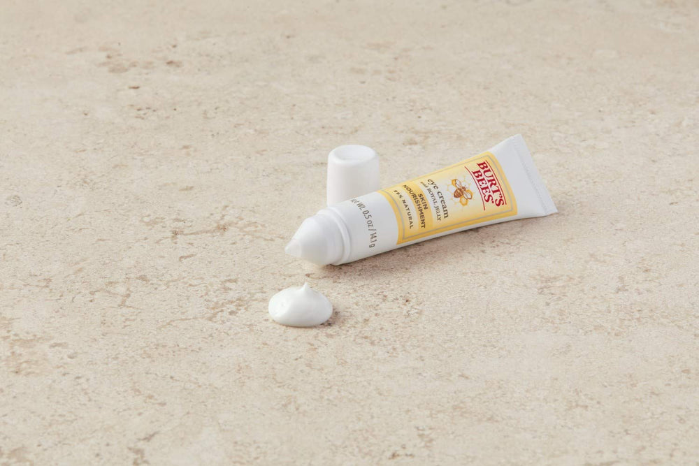 Burt's Bees eye cream under-eye application demonstrating smooth nourishment