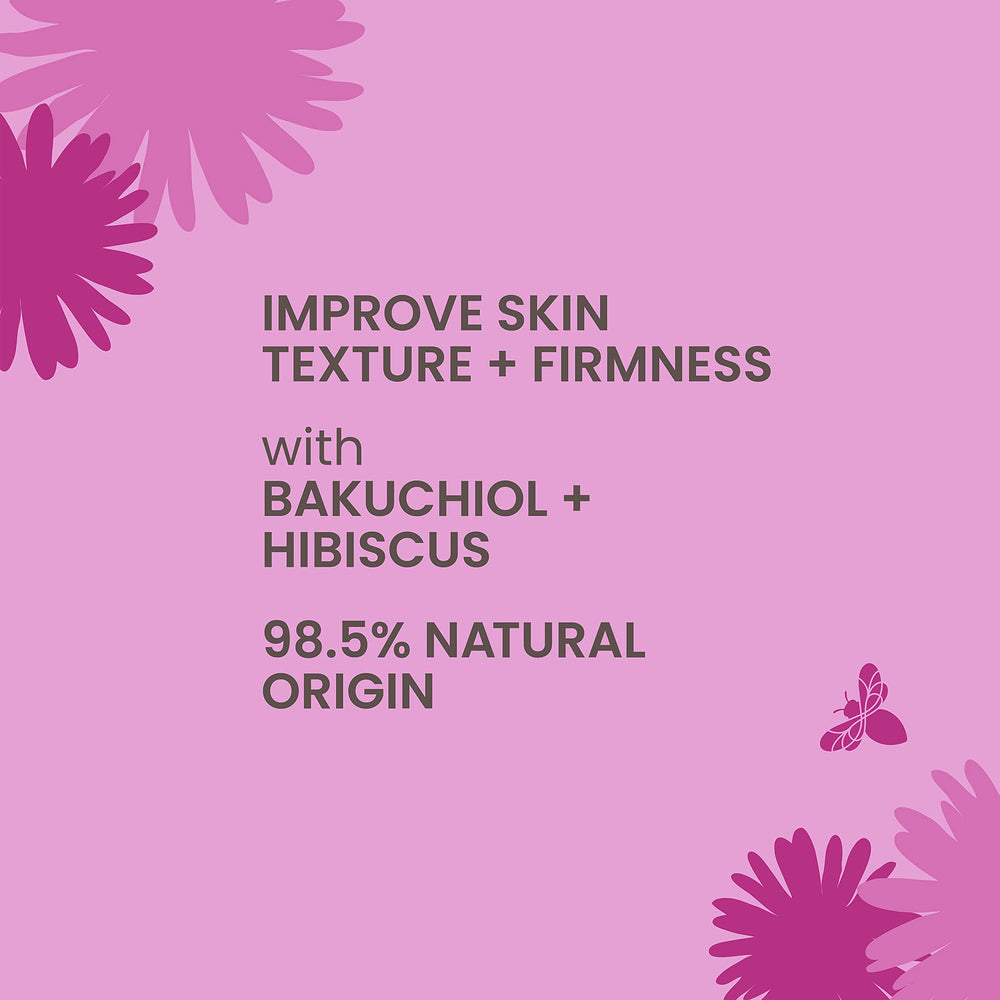 Burt's Bees Firming Serum hibiscus flower close-up suggesting natural glow.