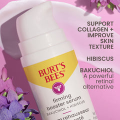 Burt's Bees Firming Serum texture swirl conveys lightweight feel.