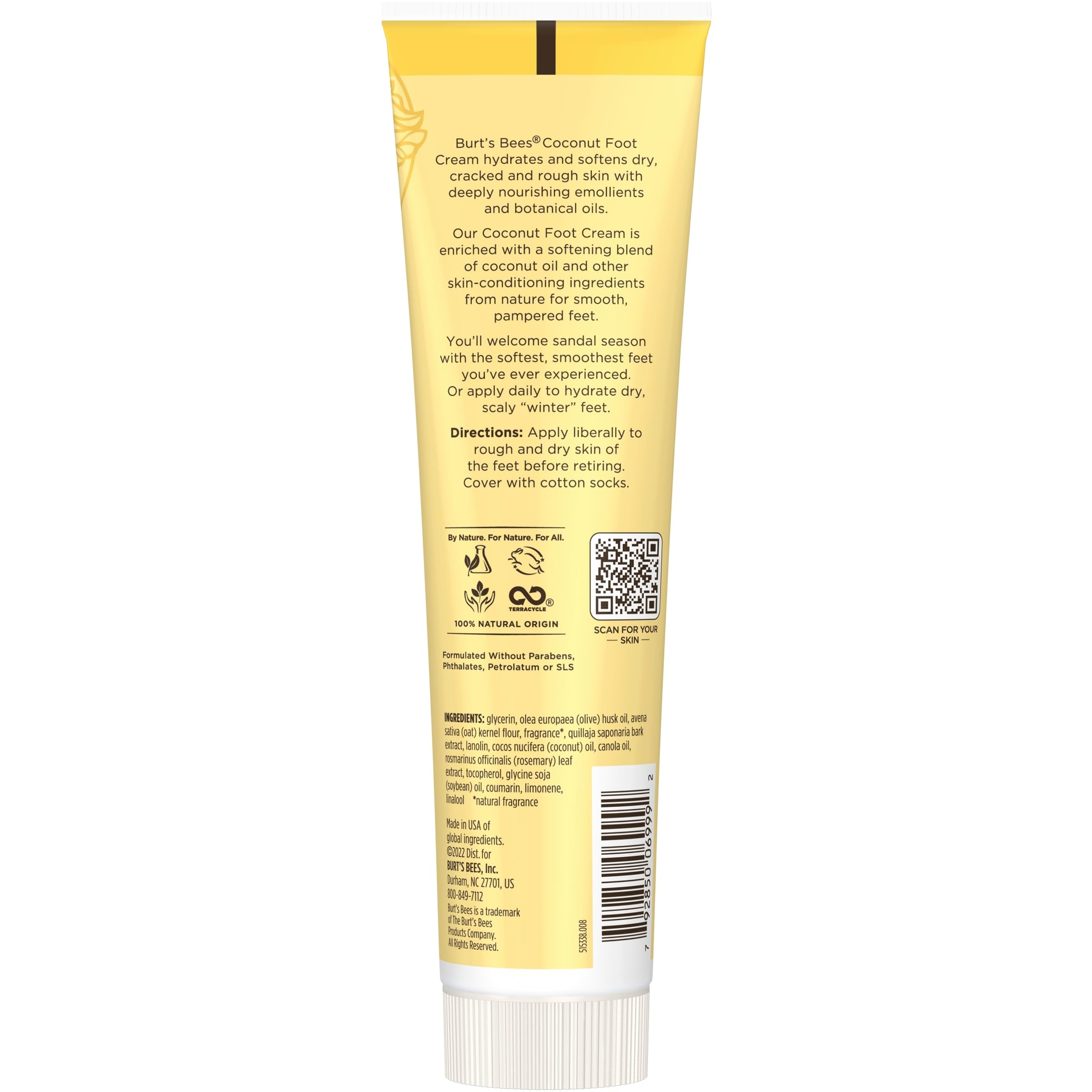 Creamy, velvety texture of Burt's Bees foot cream on skin