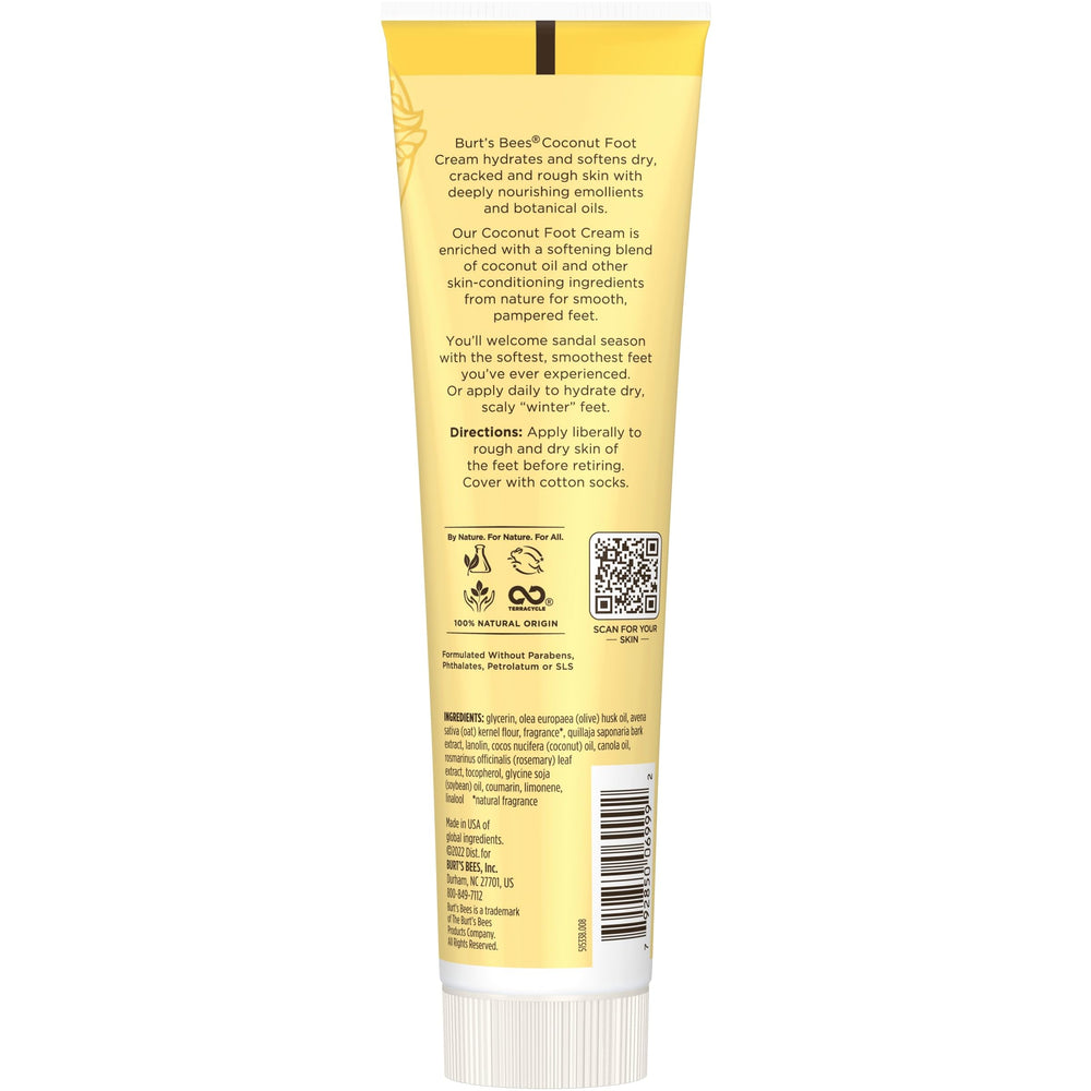 Creamy, velvety texture of Burt's Bees foot cream on skin
