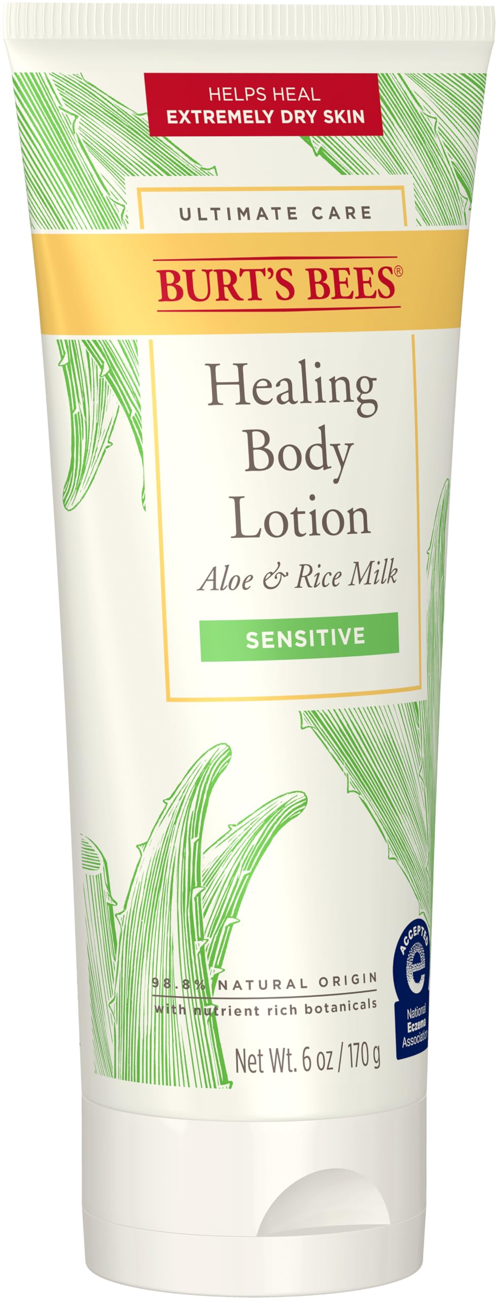 Fragrance-free Burt's Bees lotion being rubbed into extremely dry skin