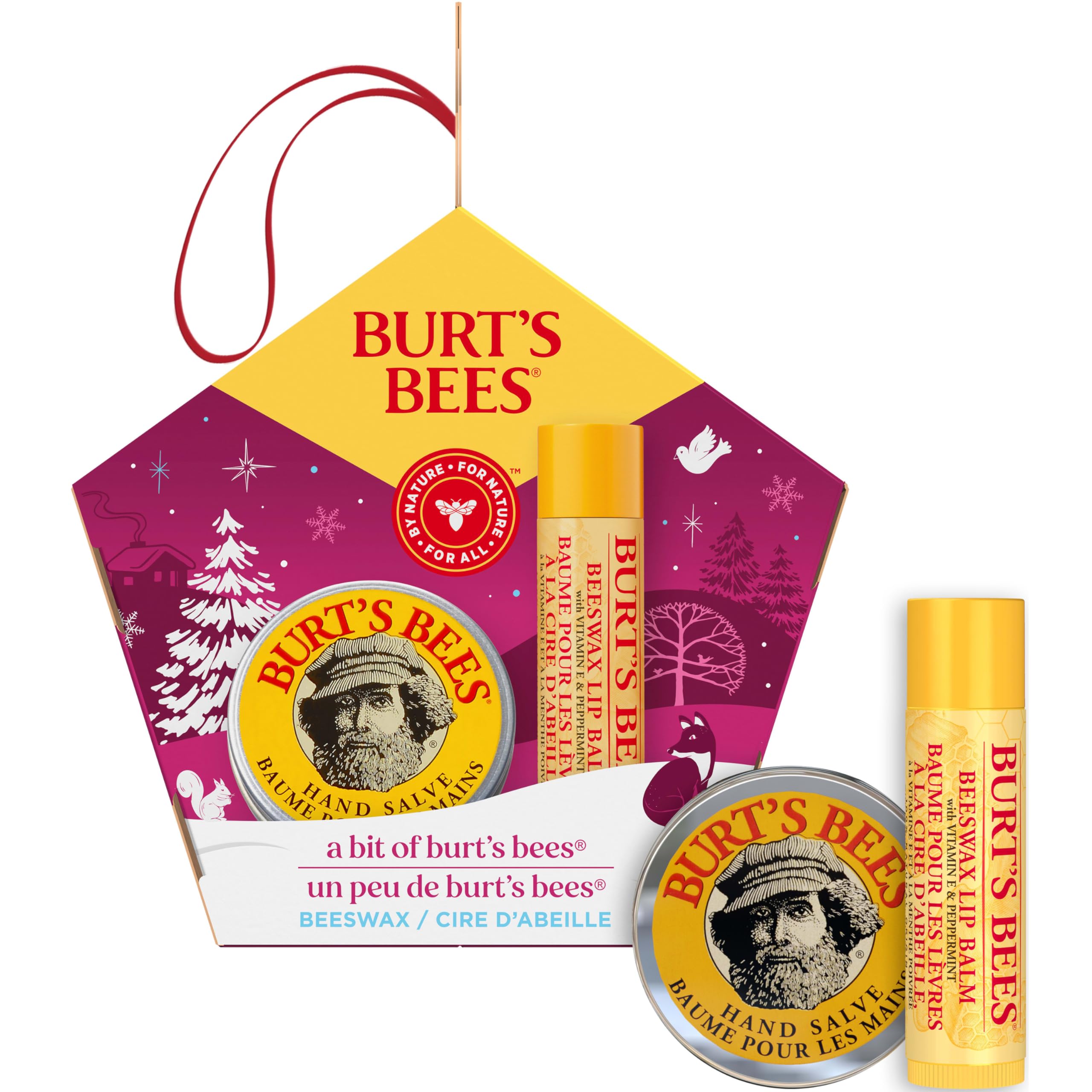 Burt's Bees gift set on holiday display for natural lip and hand care gifts