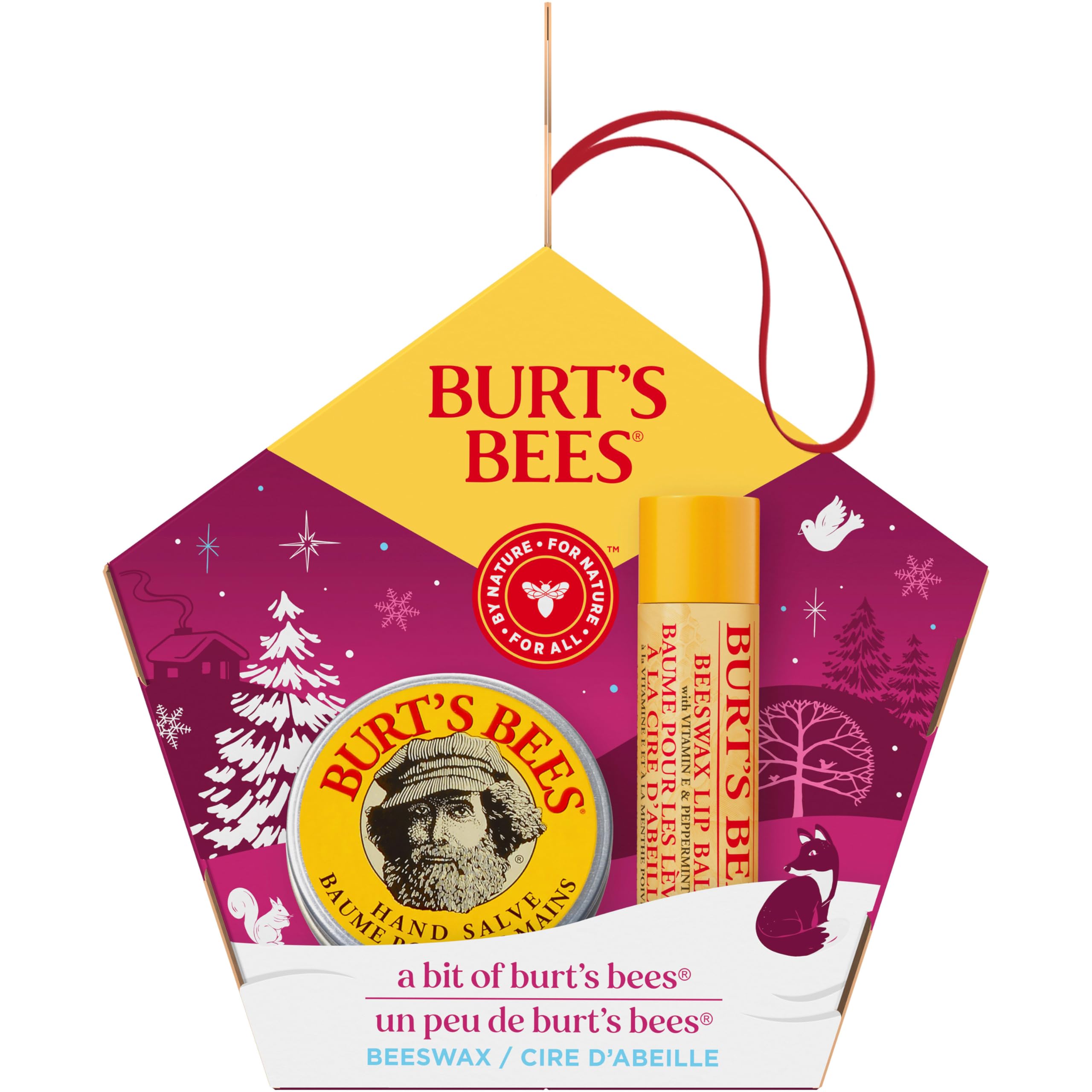 Burt's Bees hair tie included in-pack for easy hanging