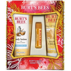 Burt's Bees Honey Pot Gift Set with Milk & Honey Body Lotion for lasting hydration.