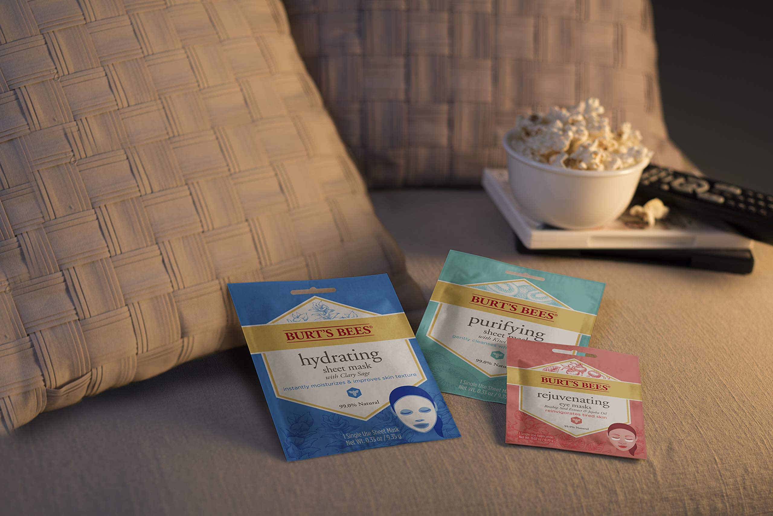 Minimalist Burt's Bees packaging highlights natural skincare.