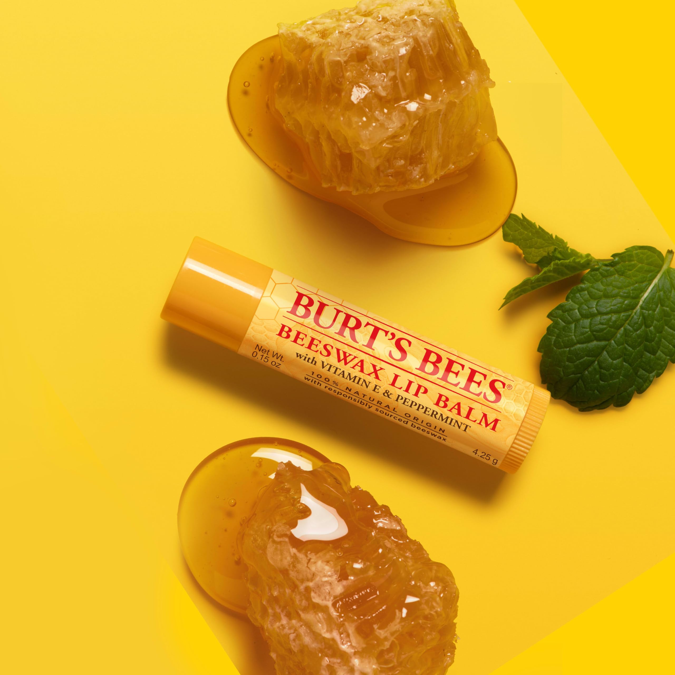 Burts Bees Lip Balm matte finish during application.