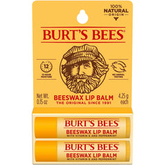 Burt's Bees Original Beeswax lip balm tube front view for moisturized, smooth lips.