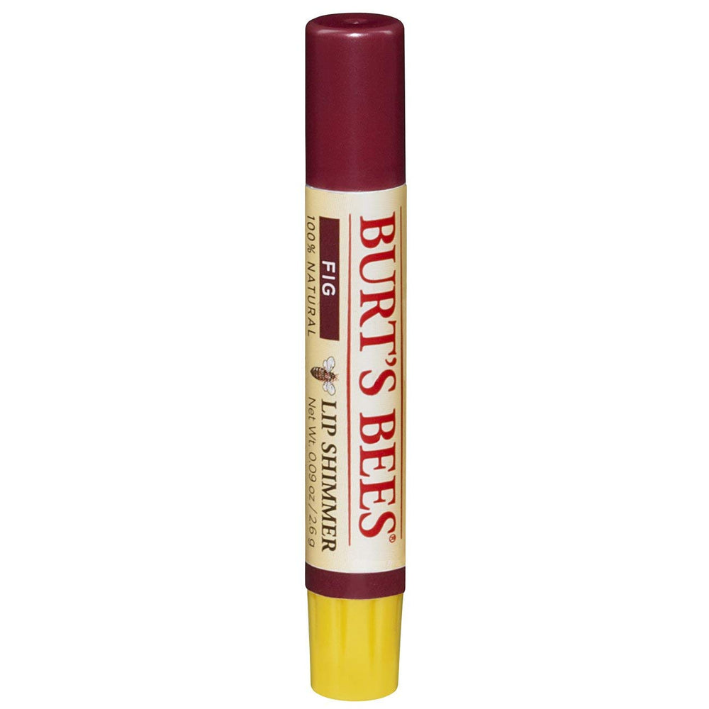 Burt's Bees Lip Shimmer Fig close-up highlights natural coral glow