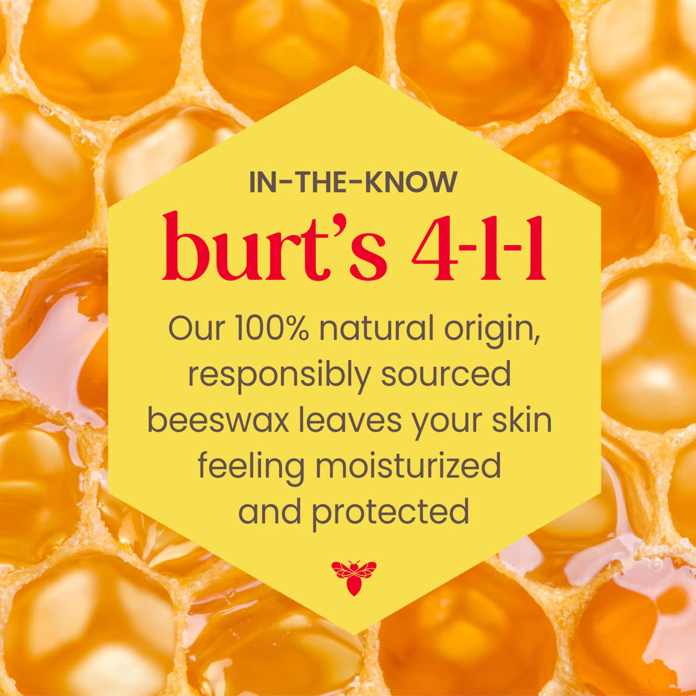 Burt's Bees Lip Shimmer Peony ingredients list close-up featuring shea and cocoa butters